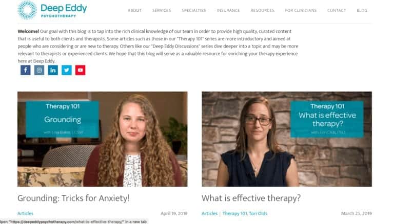 therapist website video example