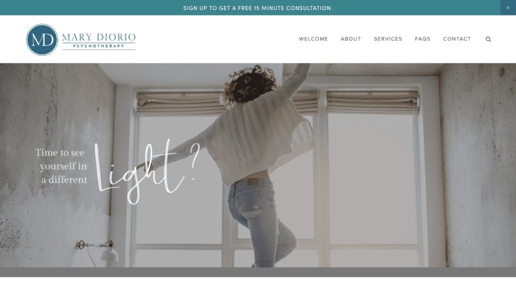 mary diorio therapist website homepage image