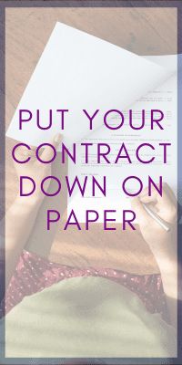 put your contact down on your paper