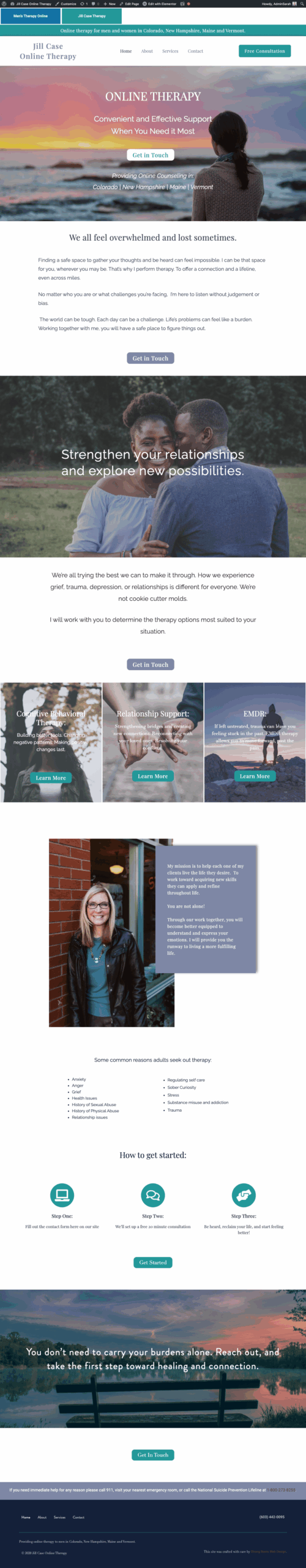 example of online therapy websites we've created so far