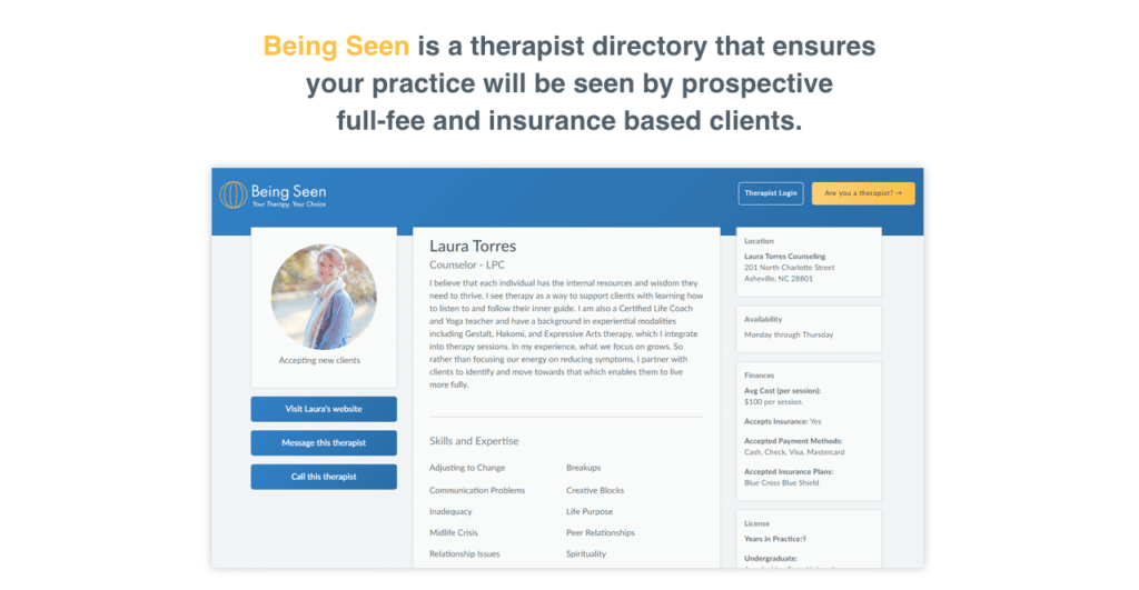 being seen therapist directory