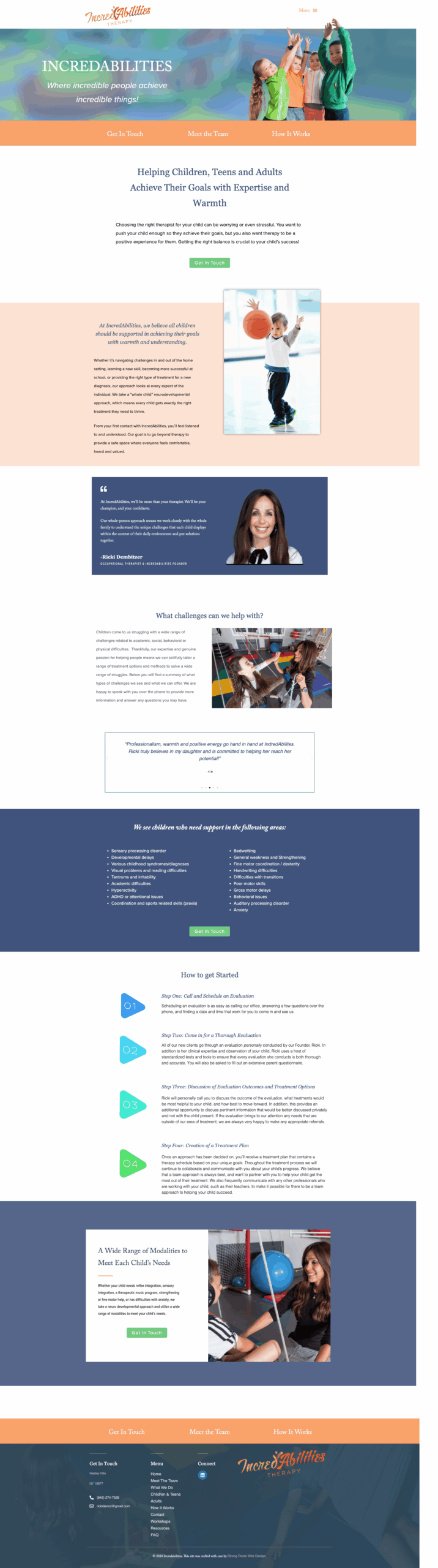 occupational therapist website of incredabilities therapy