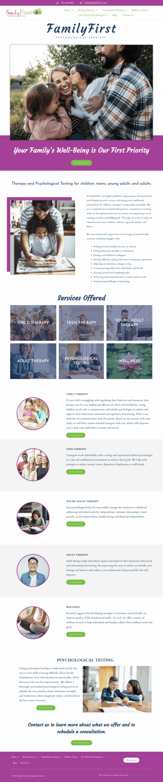 Group Practice Website Design Example​ Family First Website