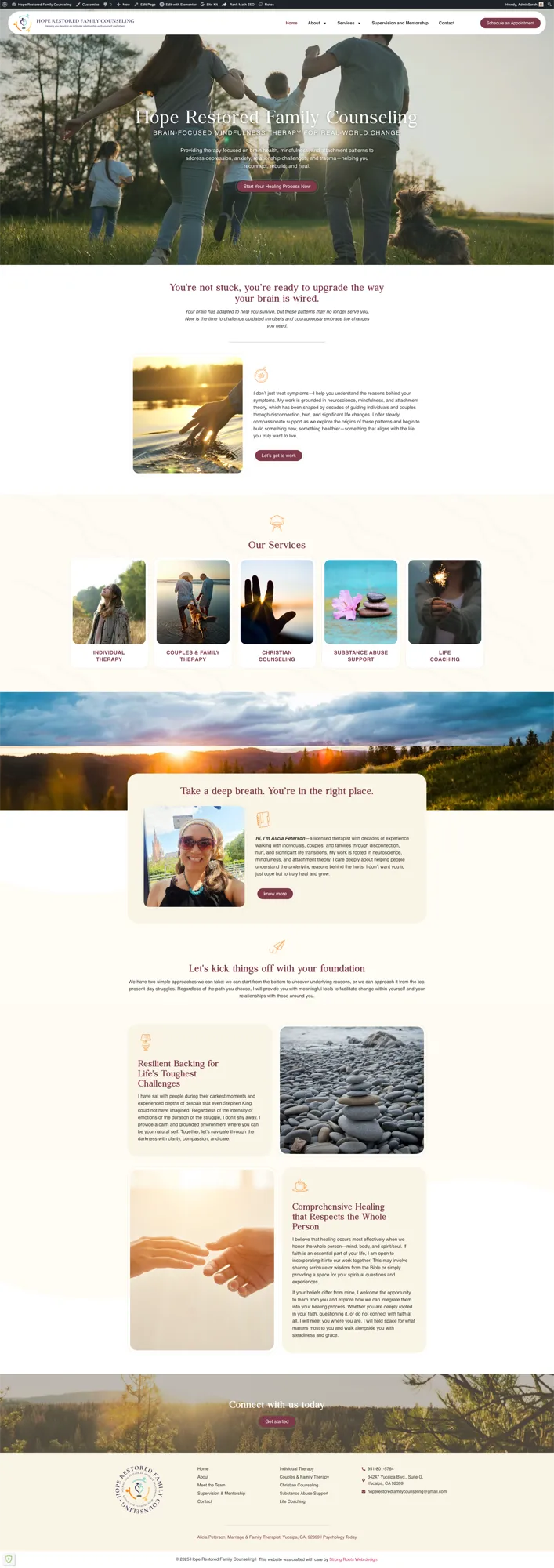 Homepage of a Full Custom Website design